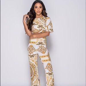 2 piece pant crop top co ord inspired fashion set